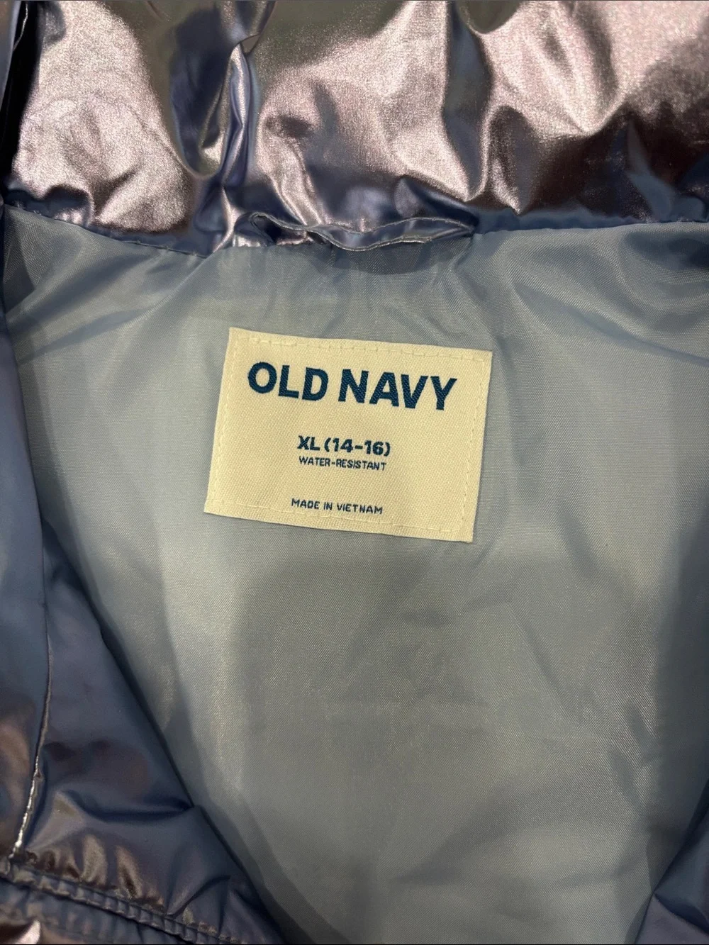 Old Navy Metallic Blue-Silver Kids Puffer Vest